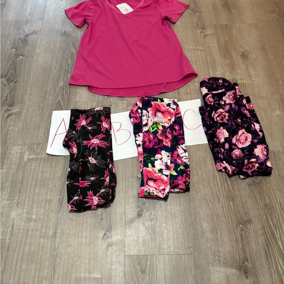 Lularoe outfit new with tag med solid pink Christy your choice of os leggings - Picture 1 of 2